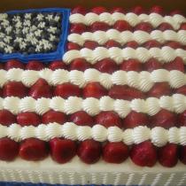 American Flag Cake Made With Fresh Berrys